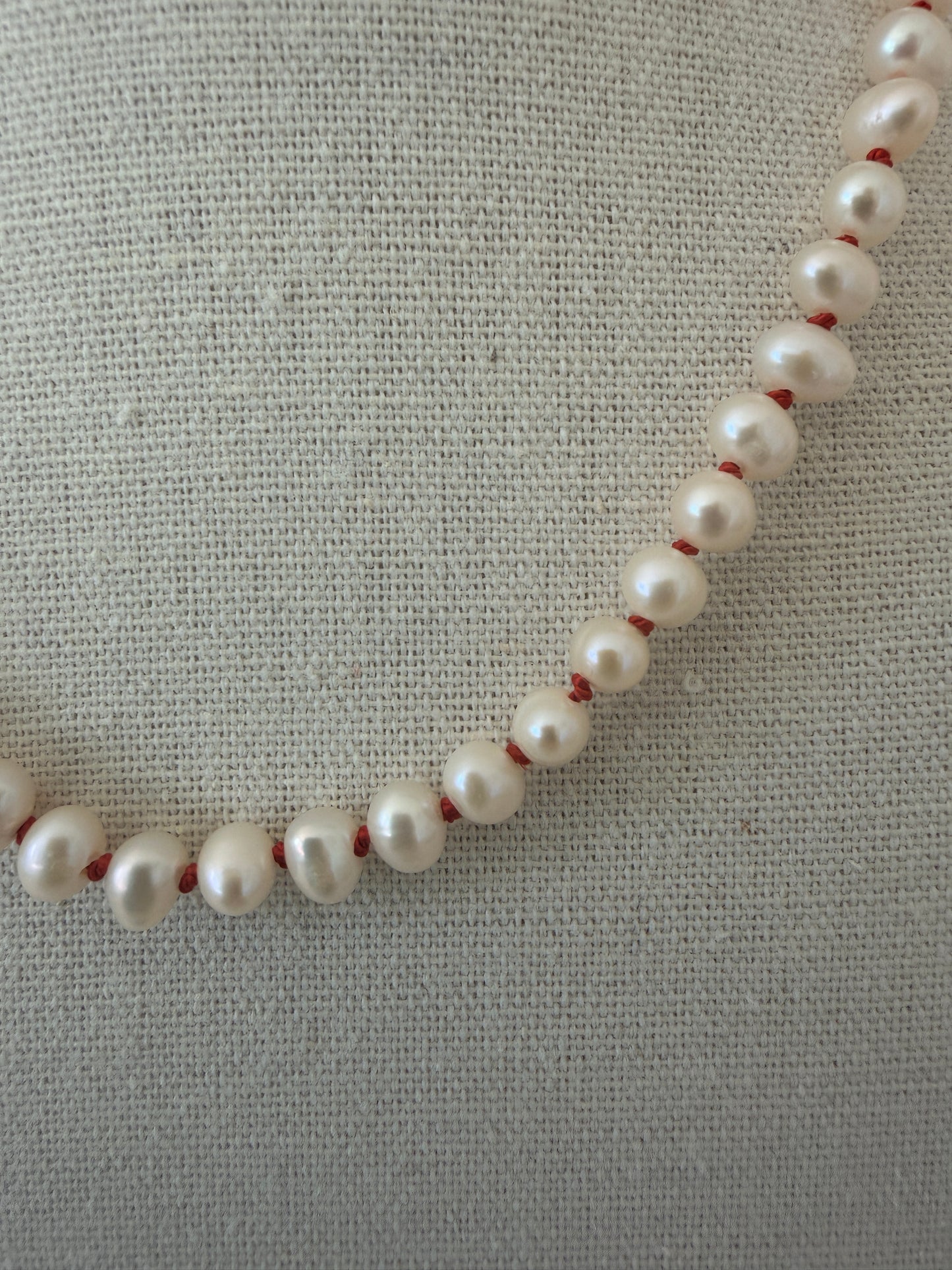 Freshwater Pearl Necklace - Coral Knots
