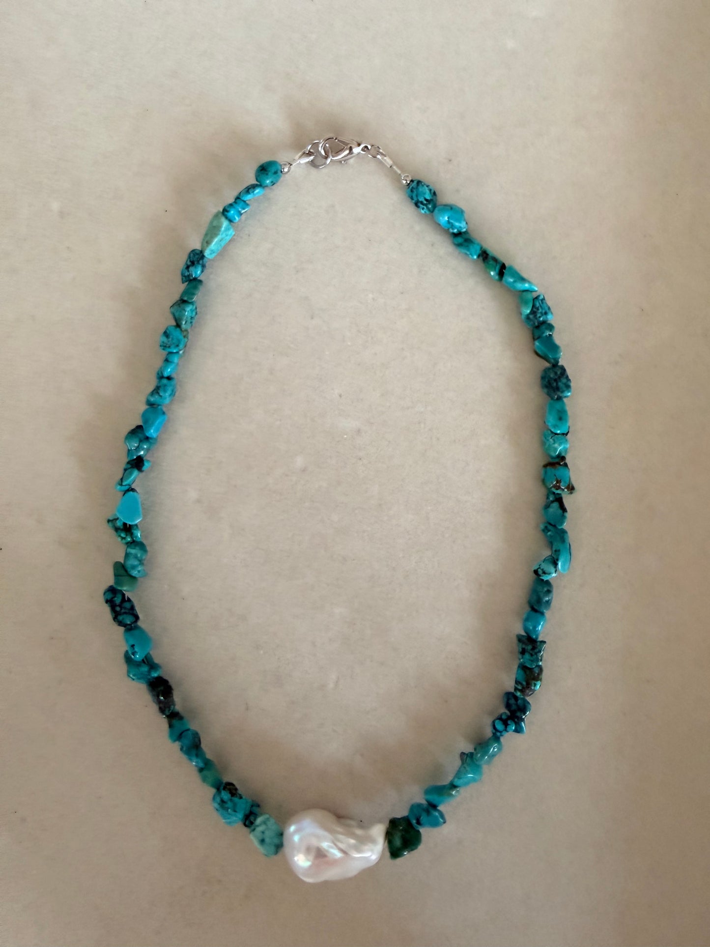 Drift No. 1 Baroque Pearl & Turquoise Necklace